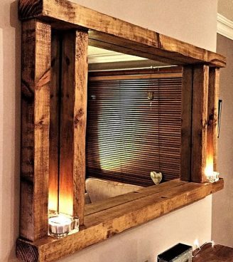 قاب آینه چوبی دکوری